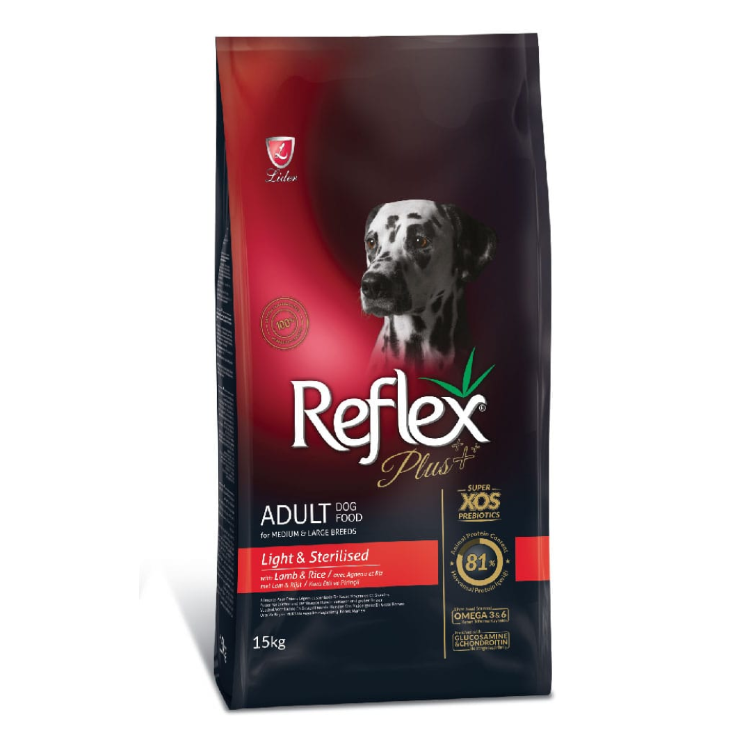 REFLEX PLUS LIGHT N STERIL D/FOOD LAMB N RICE 15KG